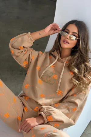 Dres damski BG Holo | beż - pomarańczowy
