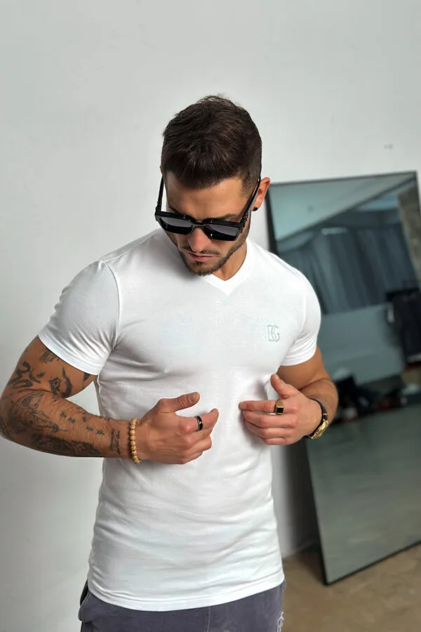 T-Shirt męski BG V-Neck | biały