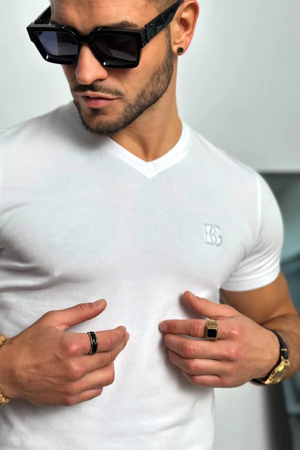 T-Shirt męski BG V-Neck | biały