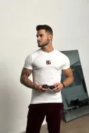 T-Shirt męski BG Signature | biały - bordowy