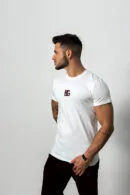 T-Shirt męski BG Signature | biały - bordowy