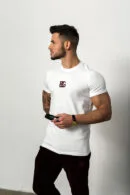 T-Shirt męski BG Signature | biały - bordowy
