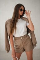 Szorty damskie BG Leather | cappucino