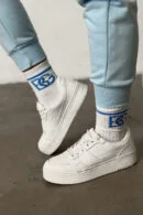 Skarpety BG Long socks | biały - błękit
