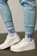 Skarpety BG Long socks | biały - błękit