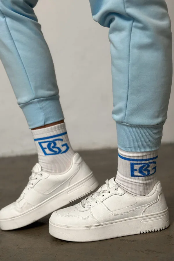 Skarpety BG Long socks | biały - błękit