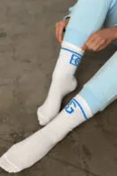 Skarpety BG Long socks | biały - błękit