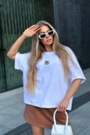 T-Shirt damski BG Ocean | biały - mokka
