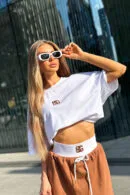 T-Shirt damski BG Ocean | biały - mokka