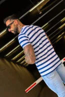 T-Shirt męski BG Post | biały - granat