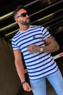 T-Shirt męski BG Post | biały - granat