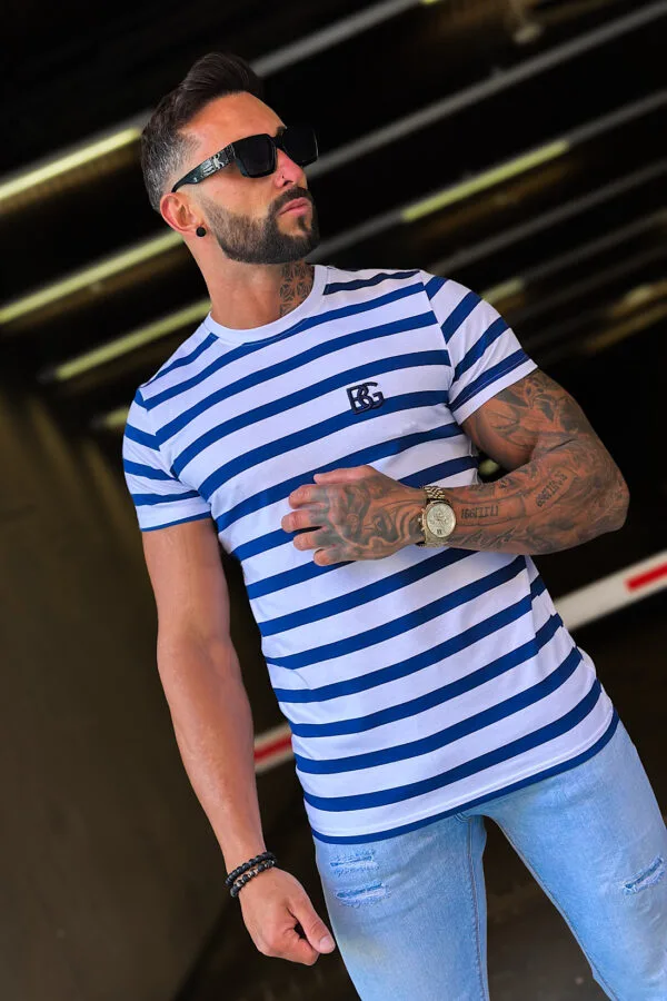 T-Shirt męski BG Post | biały - granat