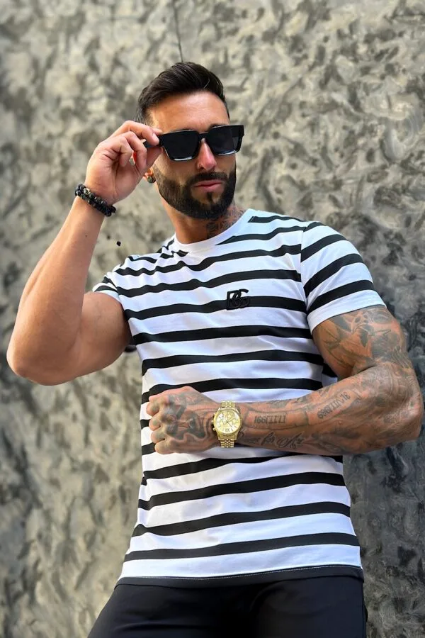 T-Shirt męski BG Post | biały - czarny