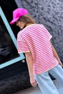 T-Shirt damski BG V-Tip | banan - róż