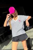 T-Shirt damski BG V-Tip | biały - czarny