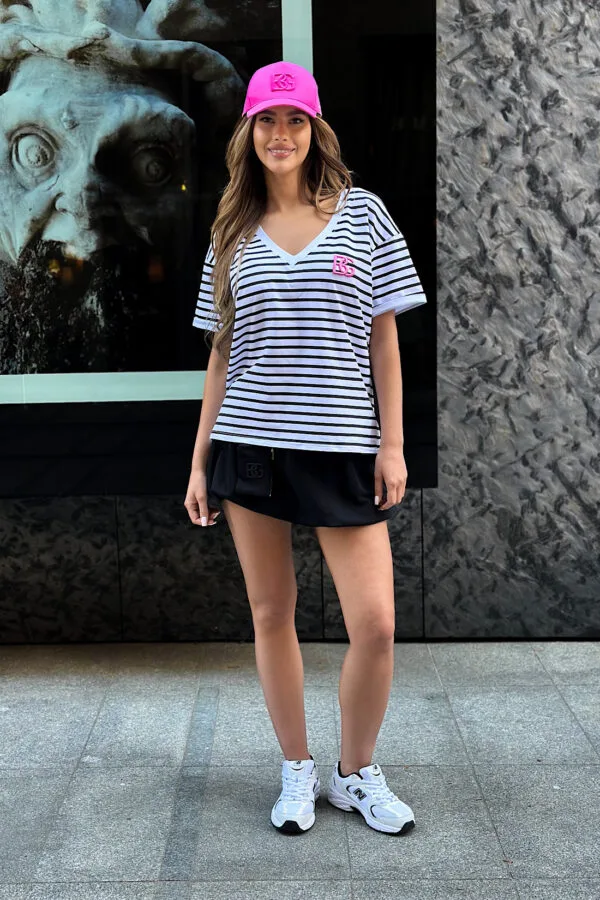 T-Shirt damski BG V-Tip | biały - czarny