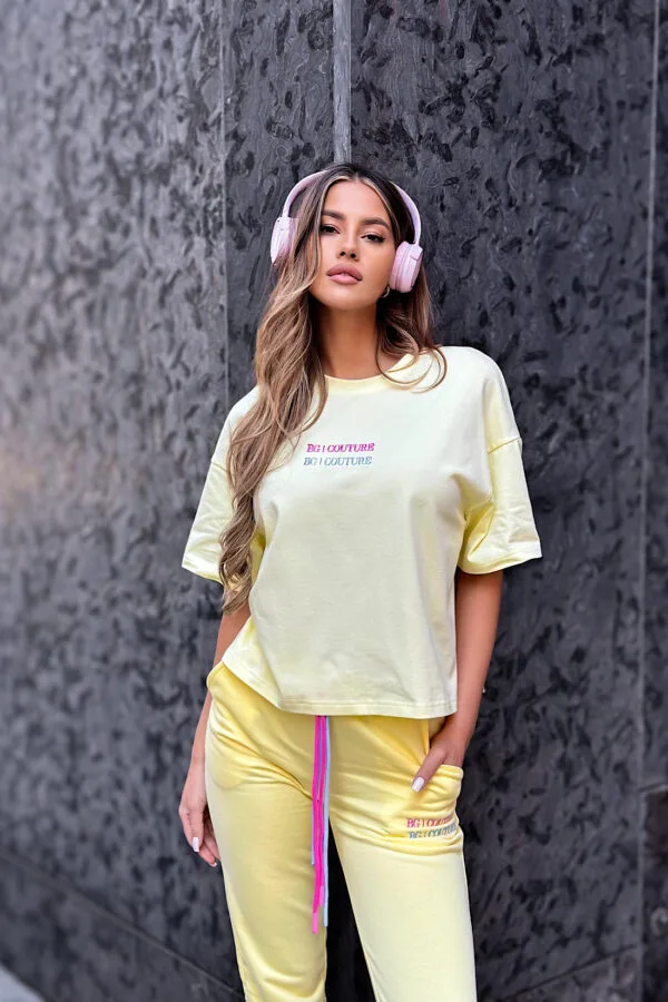 T-Shirt damski BG Double | bananowy