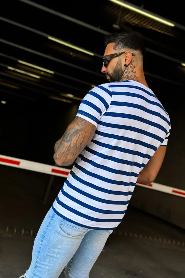 T-Shirt męski BG Post | biały - granat