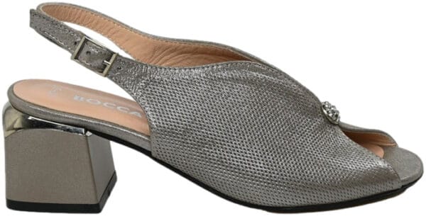 Sandały Boccato 506.230 vizon saten BSK30 srebrny szary