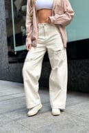Spodnie damskie BG Ninety's jeans | kremowy