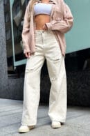 Spodnie damskie BG Ninety's jeans | kremowy