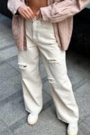 Spodnie damskie BG Ninety's jeans | kremowy