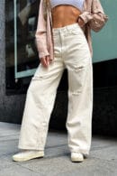 Spodnie damskie BG Ninety's jeans | kremowy