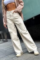 Spodnie damskie BG Ninety's jeans | kremowy