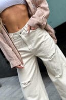 Spodnie damskie BG Ninety's jeans | kremowy