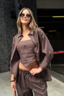 Koszula damska BG Wild | czekoladowy