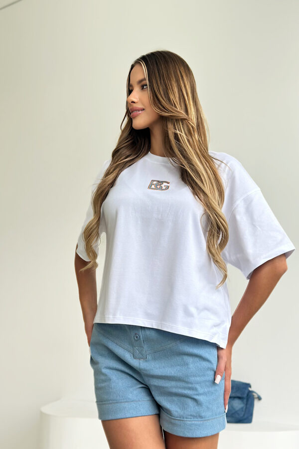 T-Shirt damski BG Tino | biały - jasny niebieski