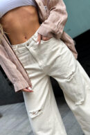 Spodnie damskie BG Ninety's jeans | kremowy