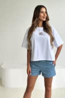 T-Shirt damski BG Tino | biały - jasny niebieski