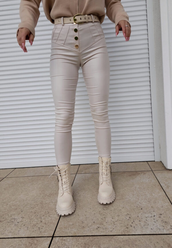 Spodnie woskowane KARL - ivory