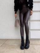 Legginsy LEATHER - czekoladowe
