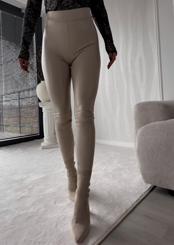 Legginsy LEATHER - jasny beż