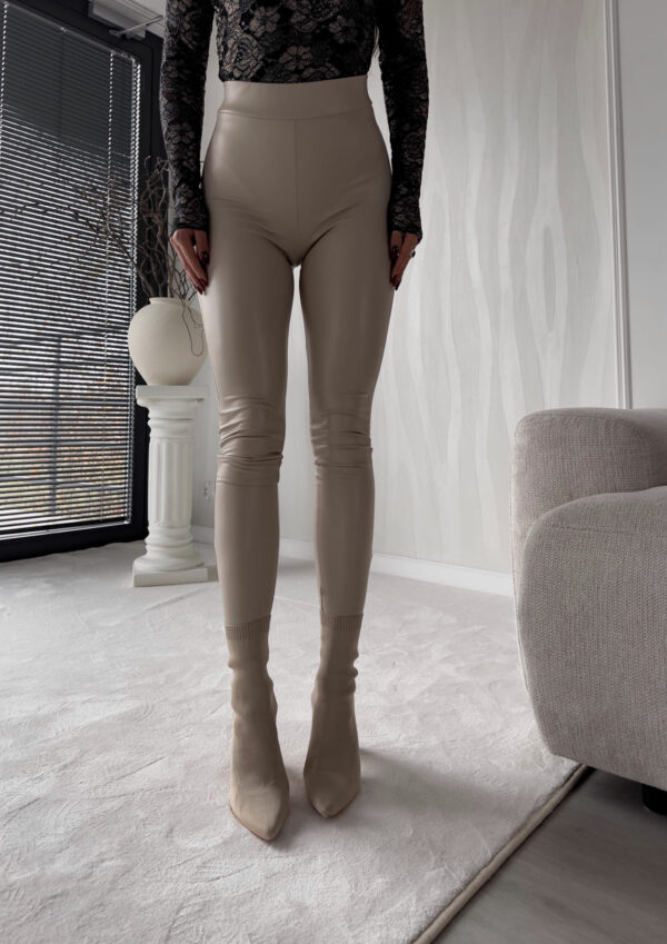 Legginsy LEATHER - jasny beż