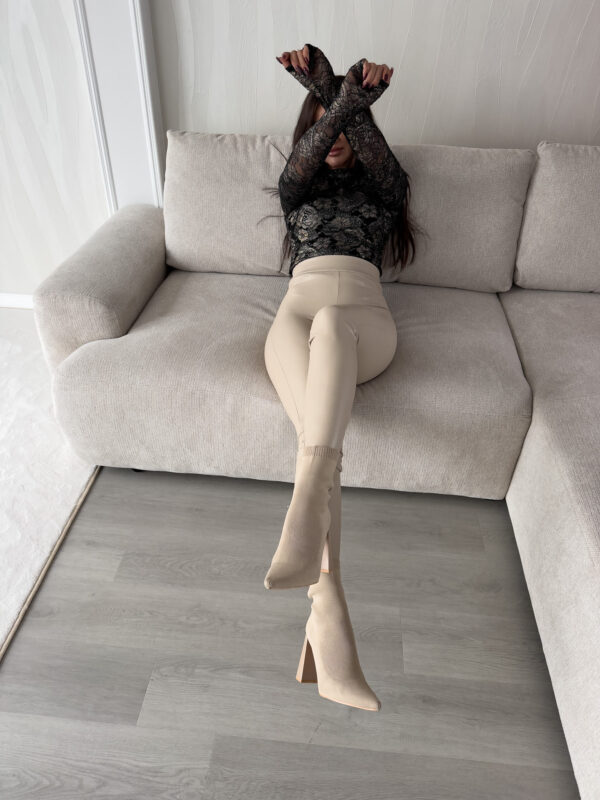 Legginsy LEATHER - jasny beż