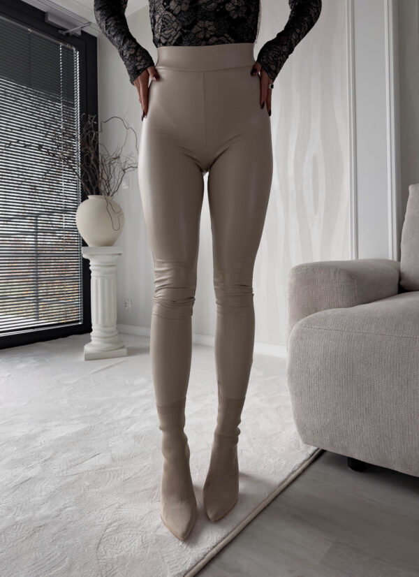 Legginsy LEATHER - jasny beż