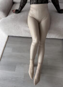 Legginsy LEATHER - jasny beż