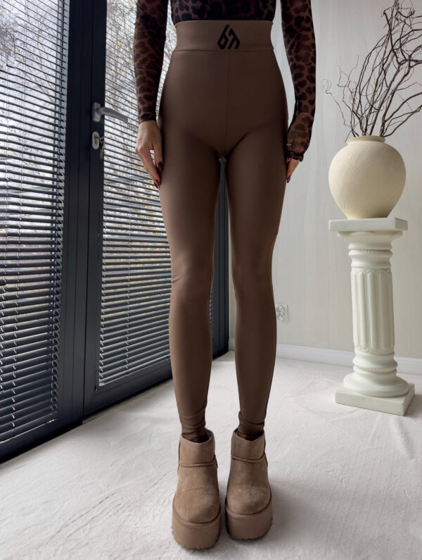 Legginsy FIT logo - brązowe