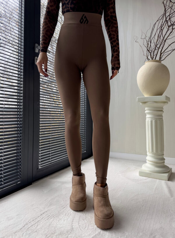Legginsy FIT logo - brązowe
