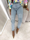 Jeansy MOM FIT LOWE – jeansowe