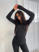 Bluzka LINDA spring brokat - czarna