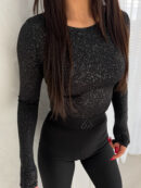 Bluzka LINDA spring brokat - czarna