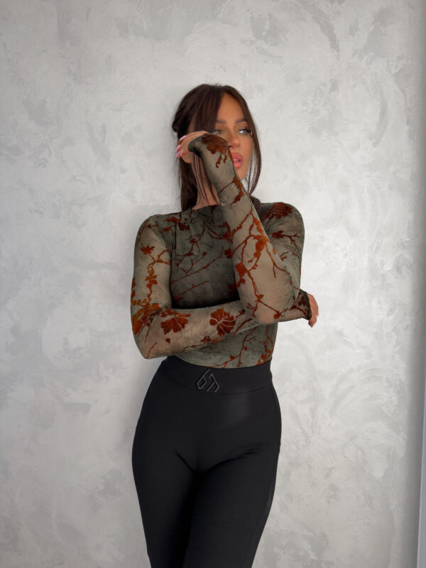 Bluzka SKIN IV transparent print las – ciemna zieleń