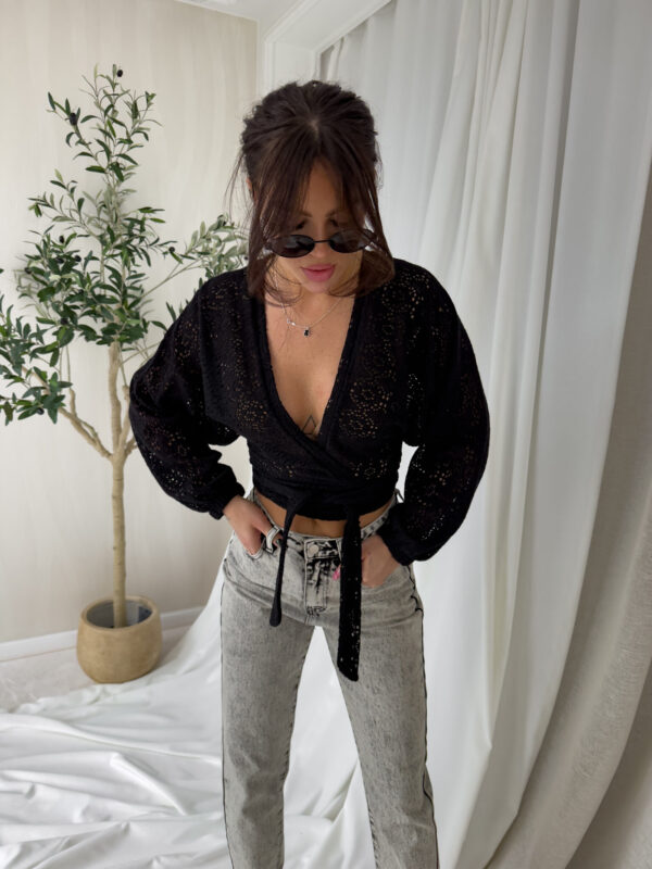 Kimono AŻUROWE - czarne
