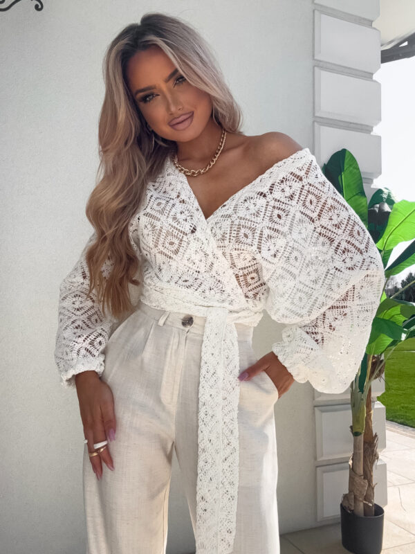 Kimono AŻUROWE romby - ecru