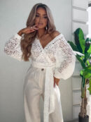 Kimono AŻUROWE romby - ecru