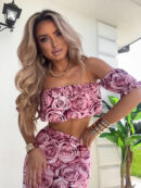 Komplet CATALINA print roses – pudrowy